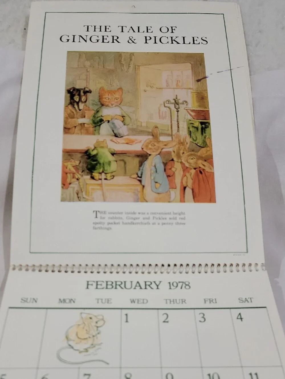 Vintage 1978 The Tales Of Beatrix Potter Calender
